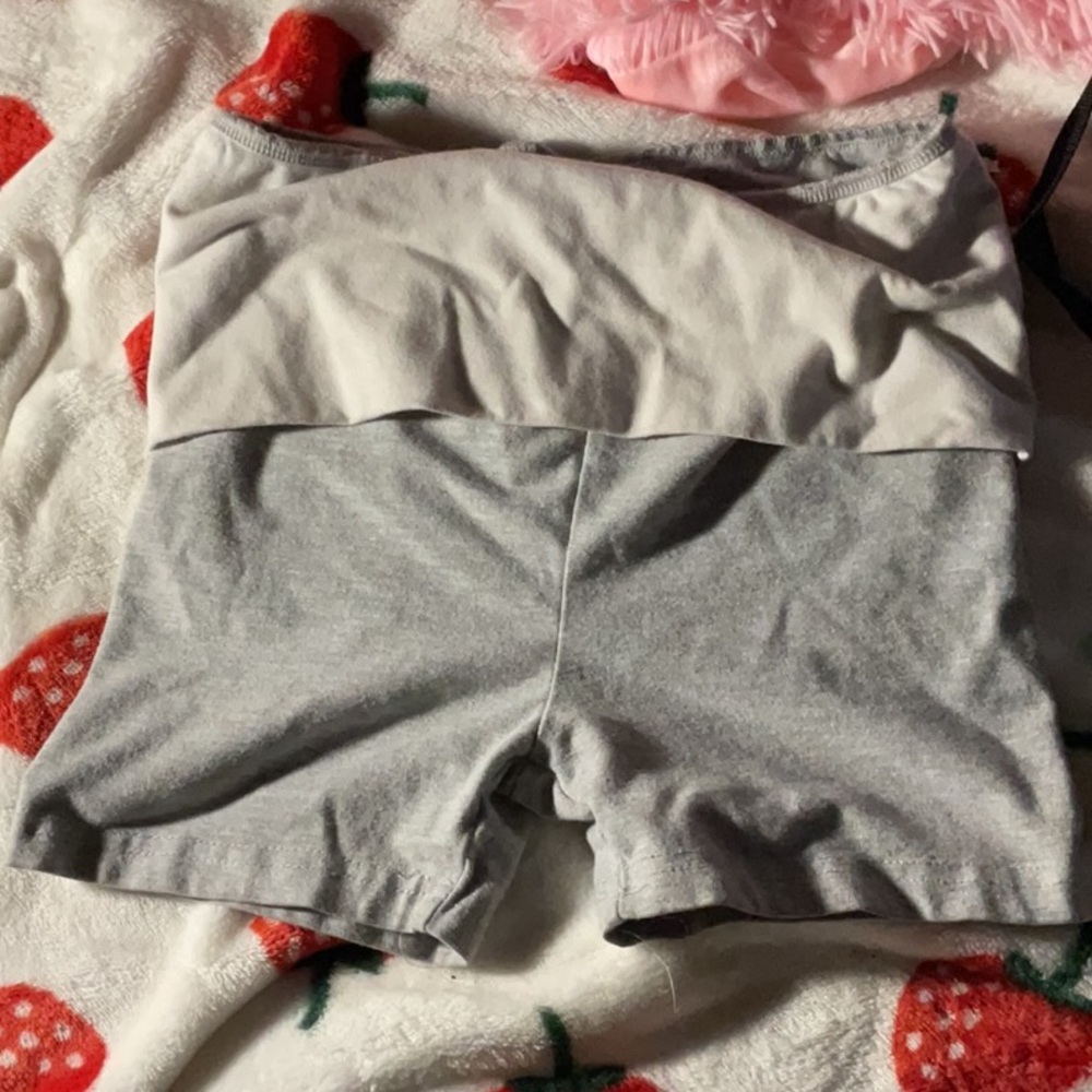 Gray and White Foldover Shorts